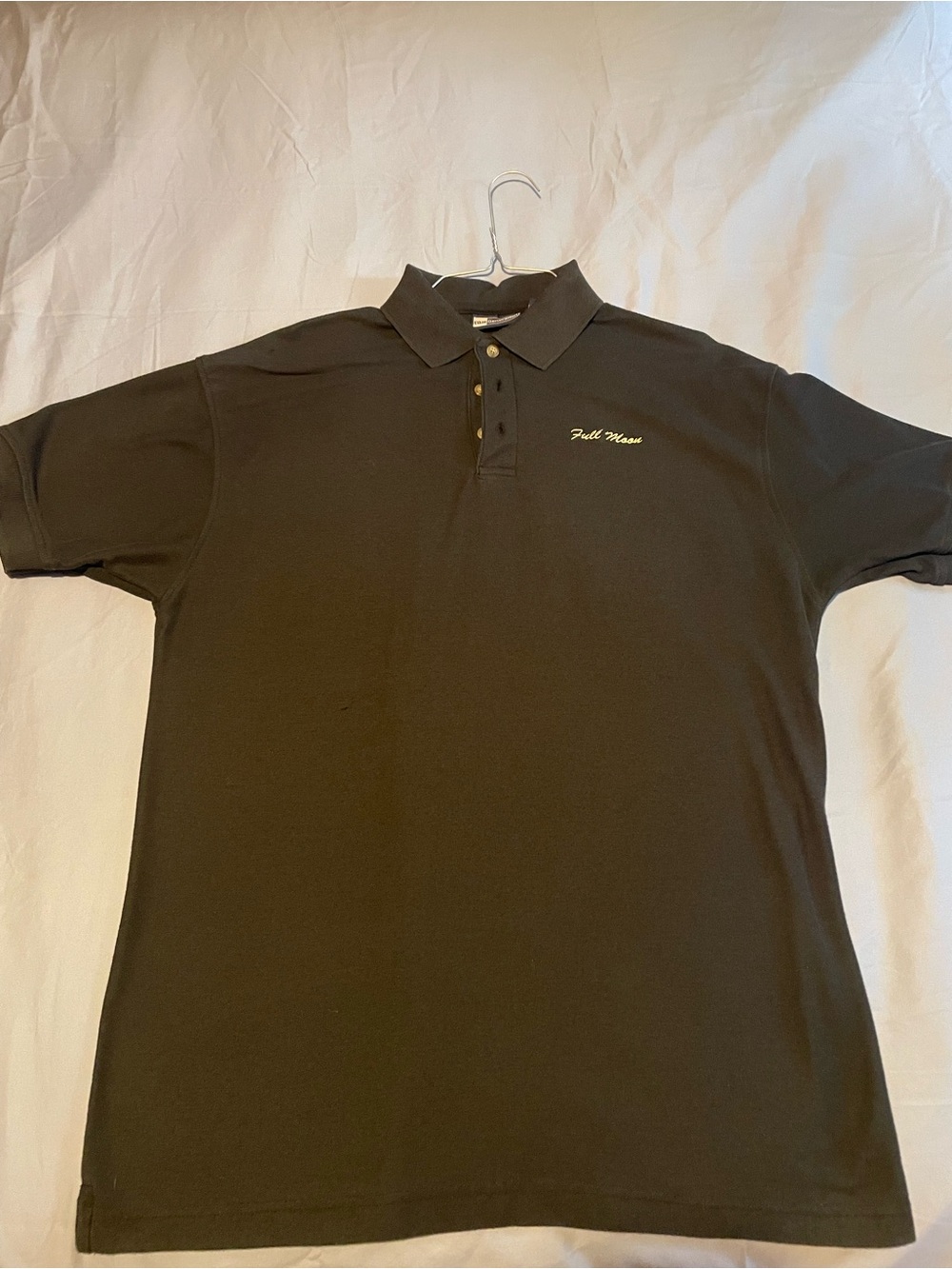 Men's Black Polo Shirt with Script Embroidery(Fullmoon)